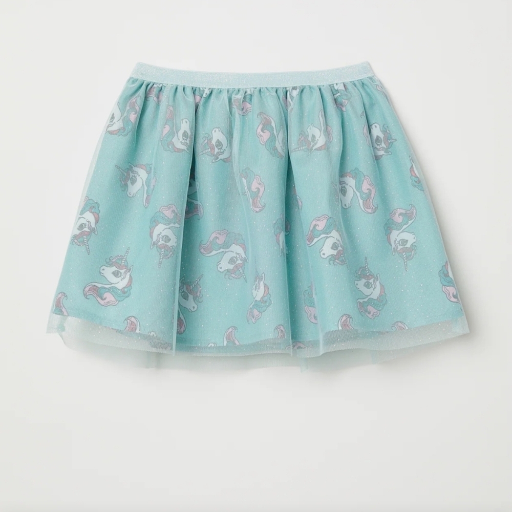 H & M Dusky green Unicorns Tulle skirt size 4-6 - Picture 3 of 8